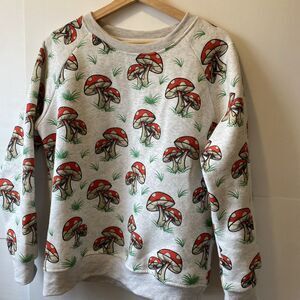 L.A Soul Womens Mushroom All Over Print Fleece Sweatshirt Size Medium